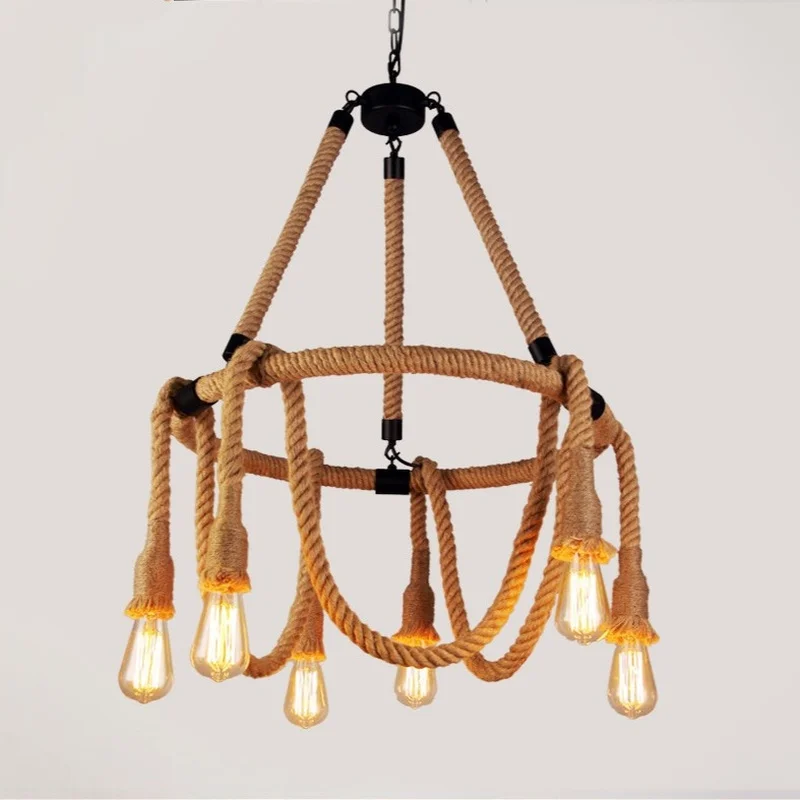 

Hemp Rope Retro Pendant Lamp Vintage Industrial Style LOFT Pendant Lights Living Room Dining Room Bar Cafe Kitchen Hanging Lamps
