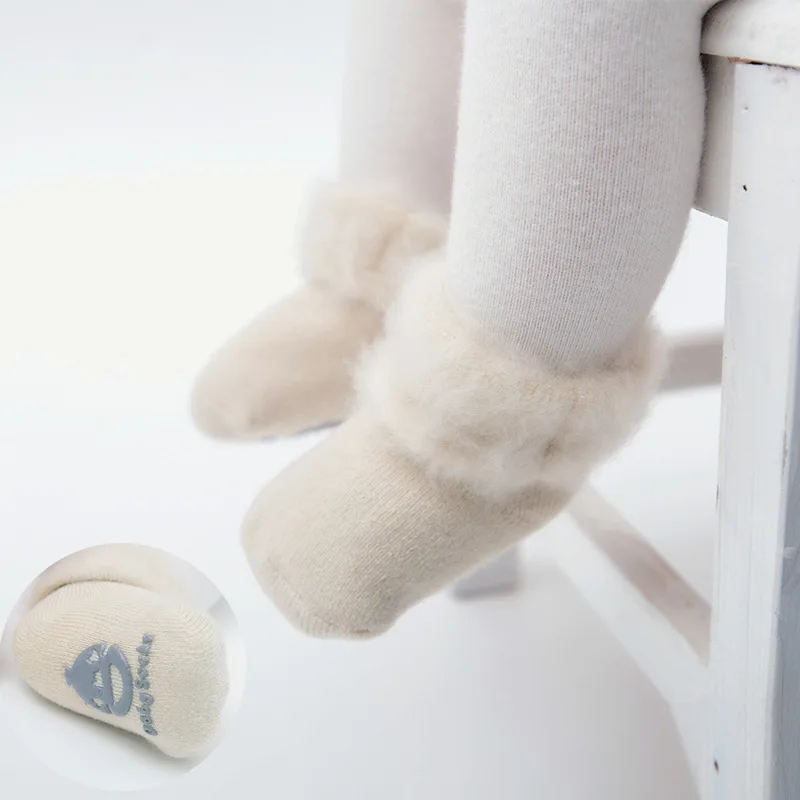 

2018 solid color new Baby Socks for Newborn Infant Toddler Boys Girls Cute bear Crib Warm Shoes winter children sock shoes