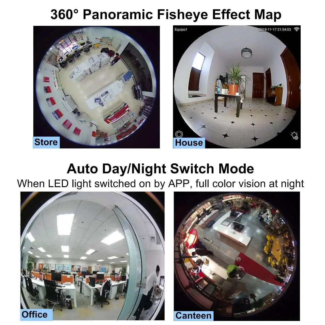 360 панорамная HD 1080P IP камера безопасности рыбий глаз WiFi AP H.264 + ИК ночного видения