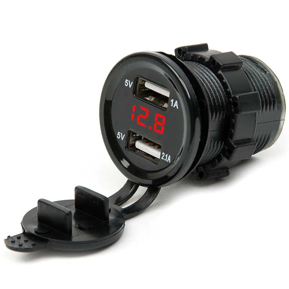 

Cigarette lighter charger 12V DC Motorcycle Car 3.1A Dual USB LED Charger Socket Voltage Voltmeter Panel nov5