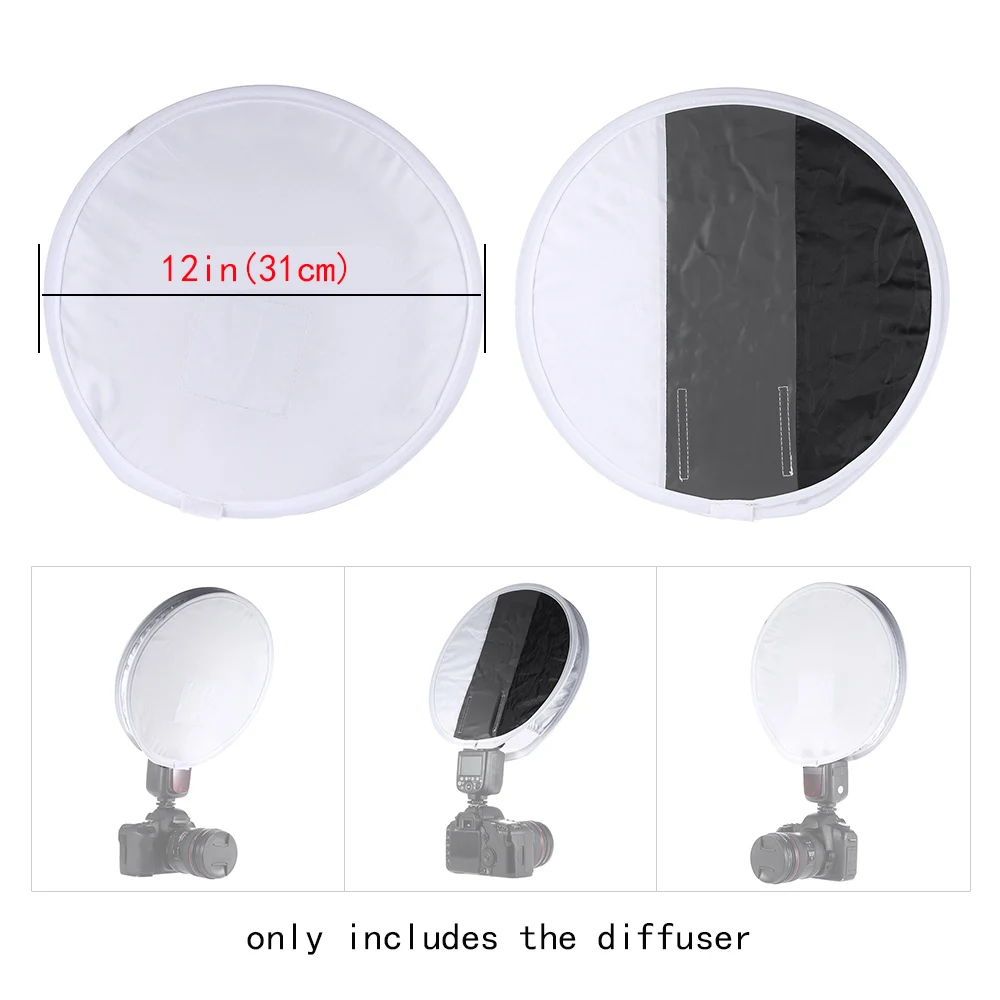 Multifunctional 12in/31cm Mini Portable Round On-camera Speedlite Flash Diffuser Softbox for Canon Nikon Sigma Vivitar Flash flash diffuser camera softbox
