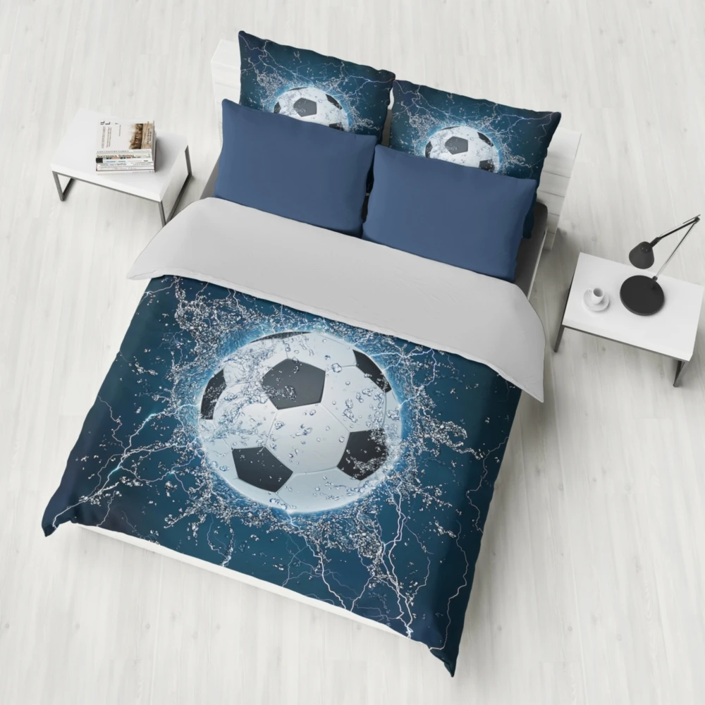 

Dropshipping Bedding set 2/3pcs 3D Bedding Sets blue Print ocean fish Shell Duvet cover sets water FootballBoy Gift