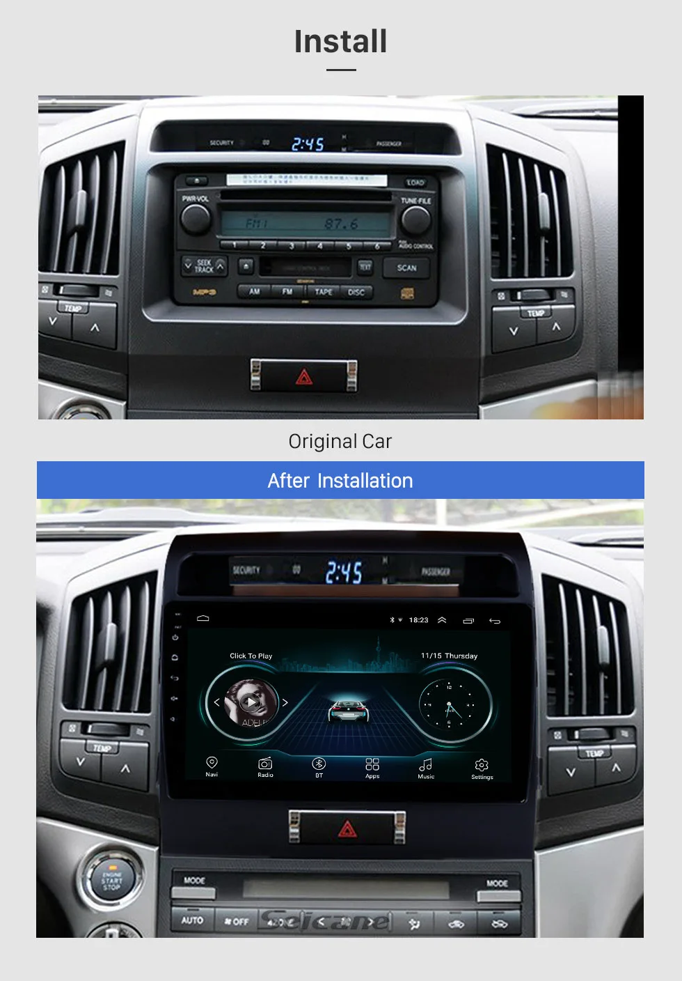Best Seicane 10.1" Android 8.1 Car Multimedia Player For Toyota Cruiser FJ 2007 2008-2017 Auto Radio GPS Navigation USB AUX WIFI DVR 3
