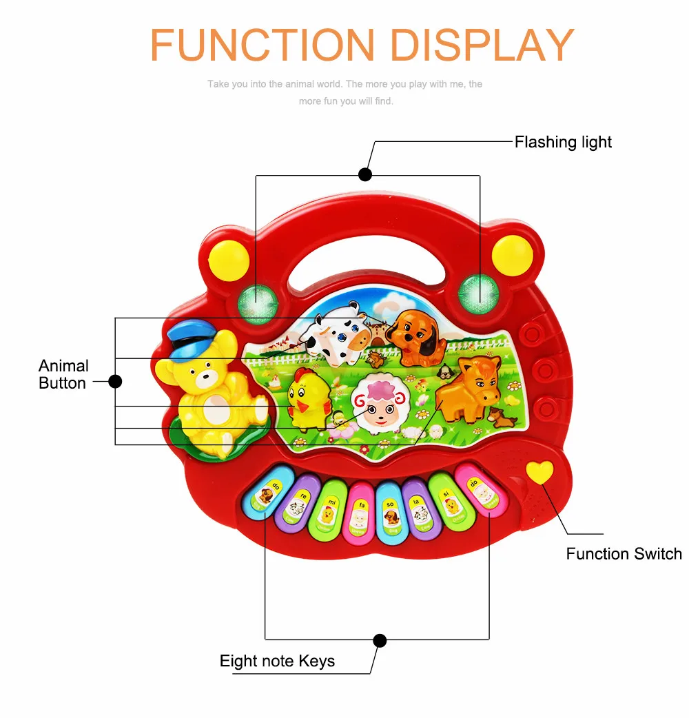 2 типа животных ферма пианино клавиатура музыкальный инструмент игрушка Музыкальные игрушки Ранние развивающие игрушки для детей Детский подарок