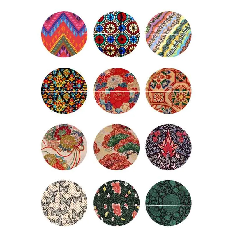 

10mm 14mm 16mm 12mm 20mm 25mm 134 12pcs/lot Pattern Mix Round Glass Cabochons Jewelry Findings 18mm Snap Button Charm Bracelet