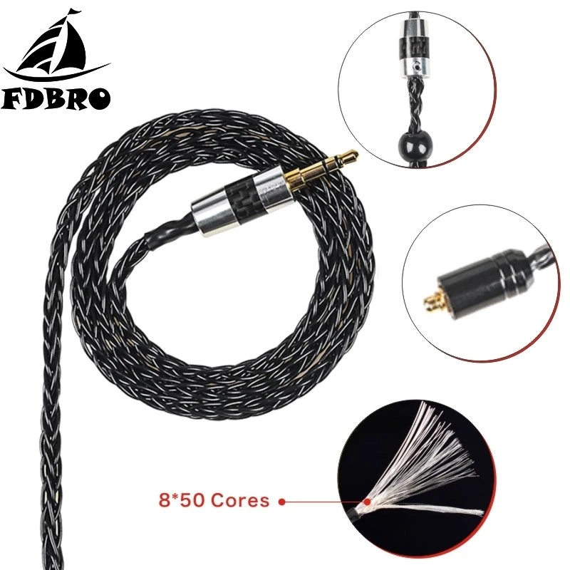 

FDBRO 8*50 Cores Headphone Upgrade Wire Silver Plated Earphone MMCX Cable IE80 IM 2Pin 0.78mm A2DC Cable Headset 2.5/3.5/4.4mm