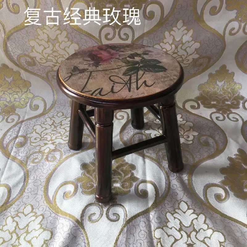 26x26 см Ретро американский кантри стул деревянный пасторальный стул обувь скамейка табурет для ног мебель для гостиной мягкая пуфик - Цвет: G