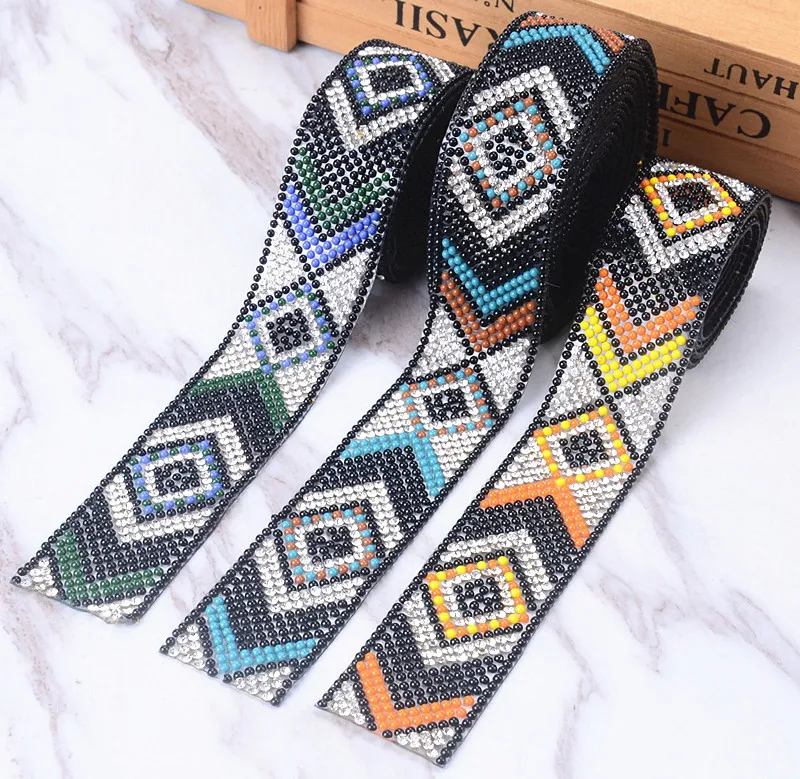 

1yard hotfix crystal rhinestone Trim Mesh strass chain cyrstal Banding bridal applique tape for garment wedding dress decoration