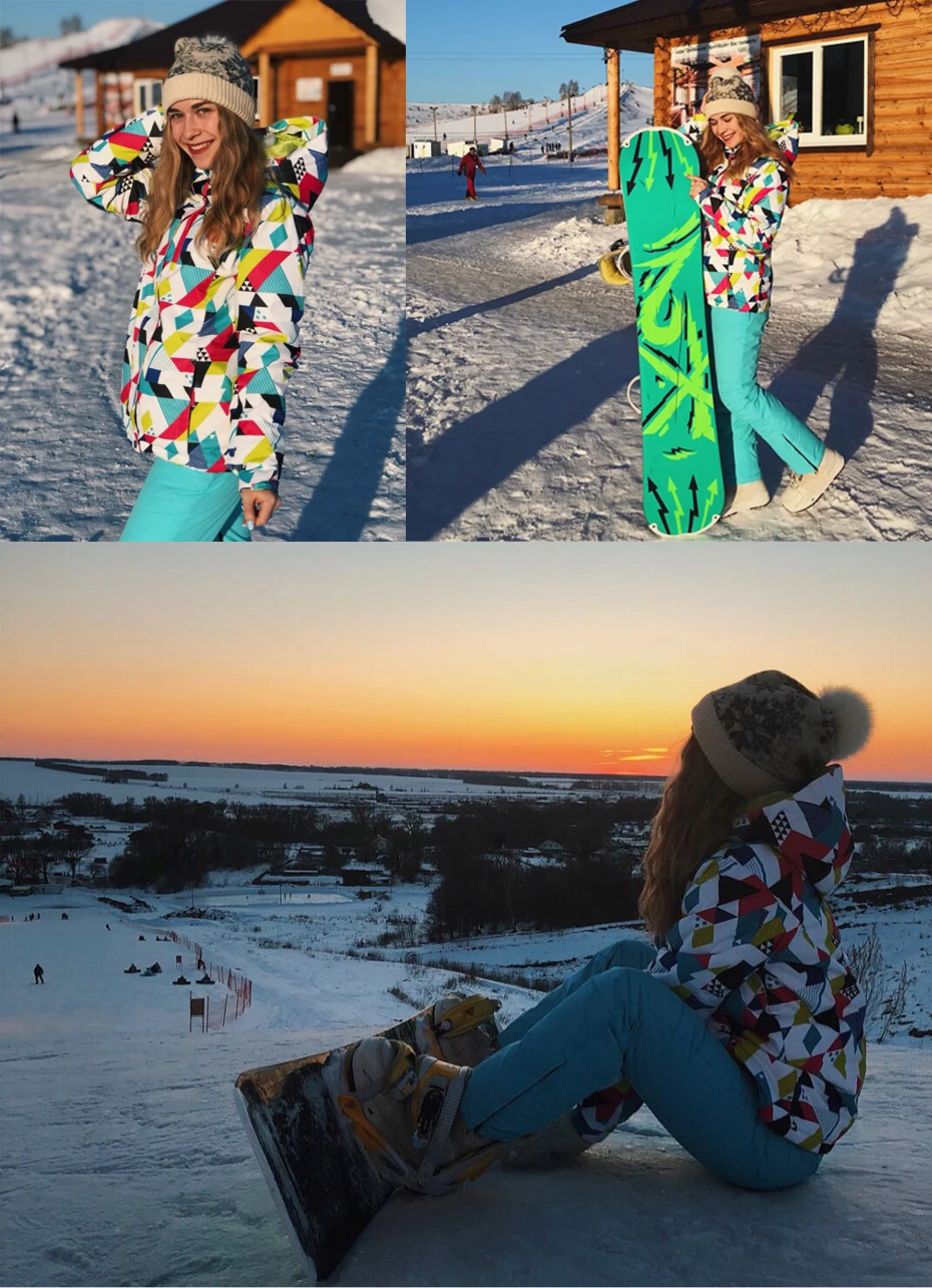 Женский лыжный костюм бренды нового высокого качества, непродуваемый водонепроницаемый утепленный комплект зимние штаны и зимняя Лыжная куртка сноуборд костюмы для женщин