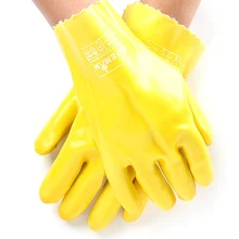 Рабочие перчатки из хлопка и шерсти, перчатки из ПВХ для страховки, водонепроницаемые масляные противообрастающие кислотные защитные перчатки