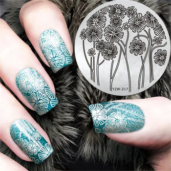 1pcs Nail Art Round Stainless Stamping Plate Flower Stamp Steel Plates DIY Polish Templates Nails Tool #YZW-Z17