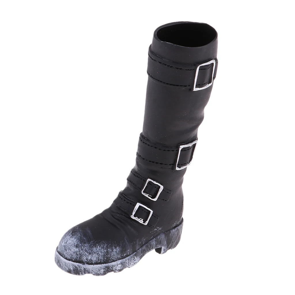 1/6 Scale Men's Black Mid-calf Knee High Boots for 12'' Phicen Action Figure