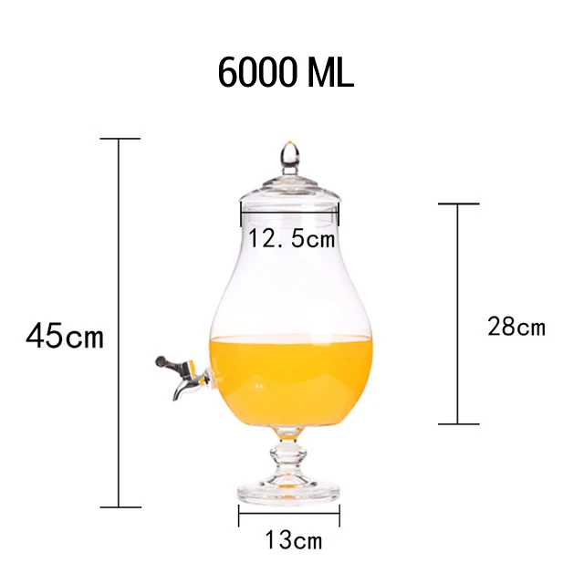 5000 мл Европейская стеклянная банка для фруктового сока, подходит для всех видов домашнего праздника, свадебных вечеринок, банка для напитков - Цвет: 6000ML