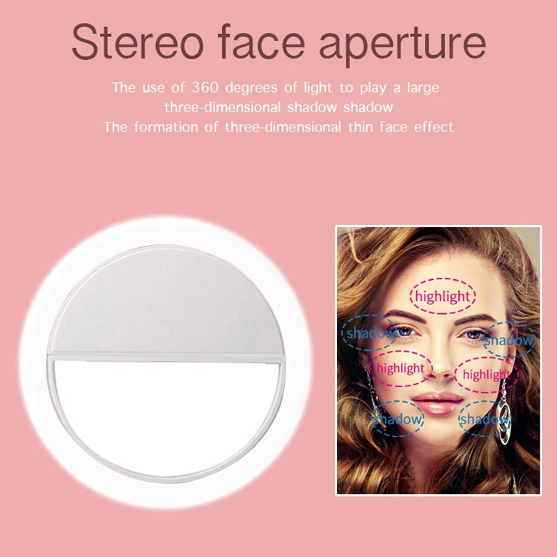 

Fashion Selfie Light Portable LED Ring Light Fill for Smart Phone white #8