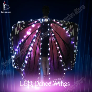 

New Women Belly Dance LED Wings Girls Dance Wing Butterfly Halloween LED Butterfly Cloak Accessories Props Stage