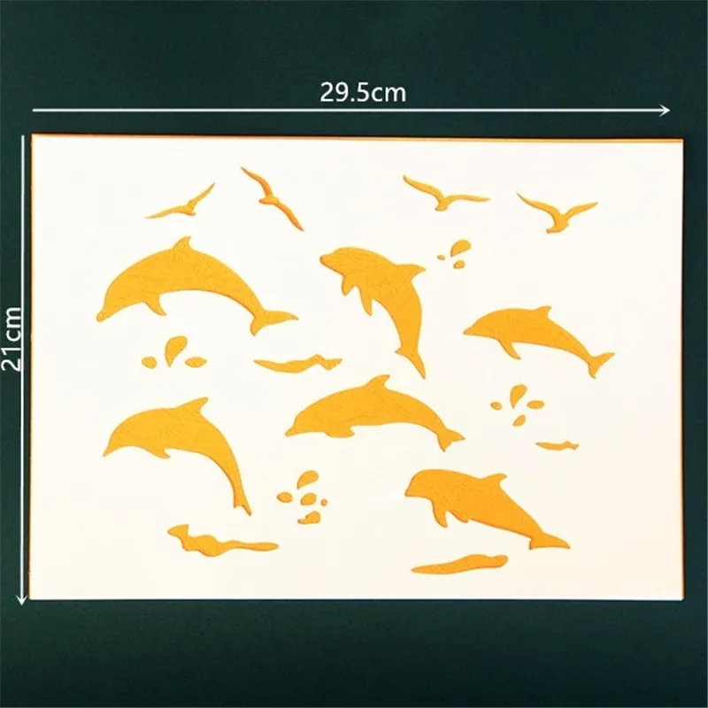 A4 Size DIY Craft Dolphin Pattern Stencil Template For Wall Painting Scrapbooking Stamp Decor Embossing Paper Cards A4 Size DIY Craft Dolphin Pattern Stencil Template For Wall Painting Scrapbooking Stamp Decor Embossing Paper Cards