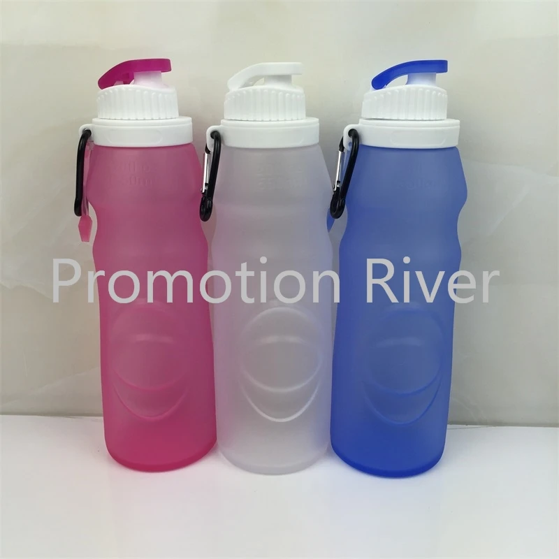 

FDA, LFGB Approved Silicone Foldable Water Bottle Wholesale Water Bottles 2015 NEW Sports Water Bottles 550ml blue/pink/white
