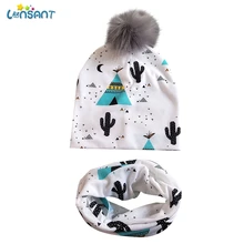 Детская шапка LONSANT, детский шарф с рисунком из мультфильма, детская отстегивающаяся Серая шерстяная шапка, больничная шапочка, воротник с принтом, 2 предмета, детская шапка на весну
