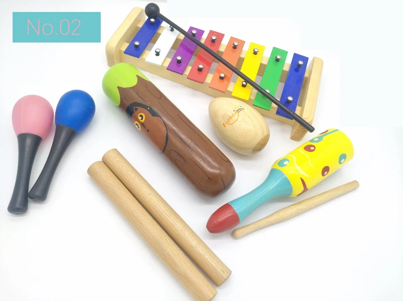 

BIG SALE 6pc New musical instruments toy set wooden percussion instruments for baby preschool kids music rhythm early education