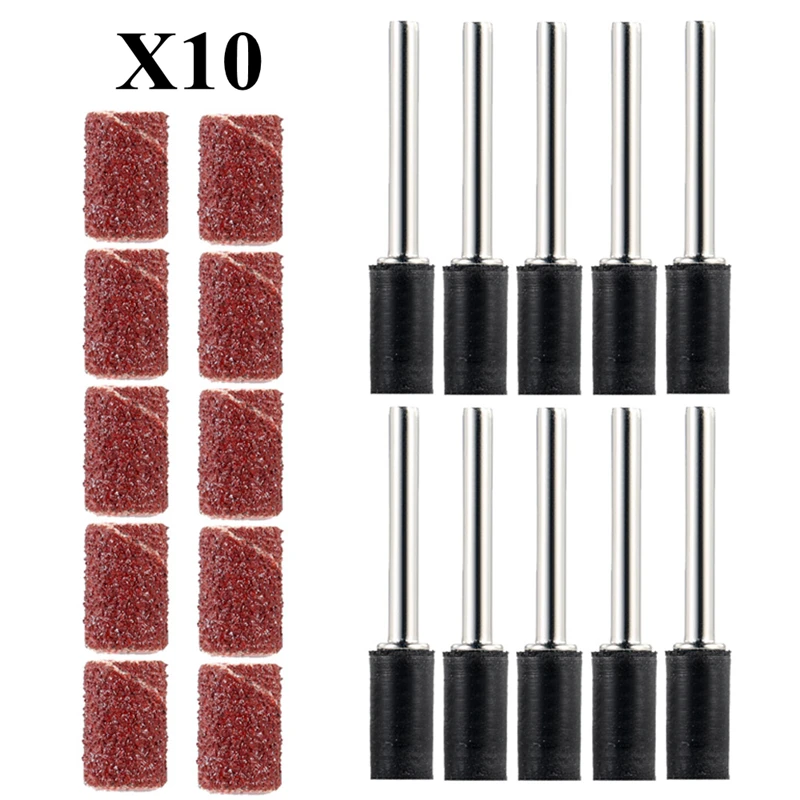 100pcs 1/2" Sanding Sleeves Sandpaper Grinding Wheel Mandrels 10 pcs 2.