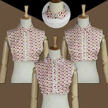 Хлопковый Красный Кот узор декоративный воротник кружева Жемчуг Милый воротник рубашки