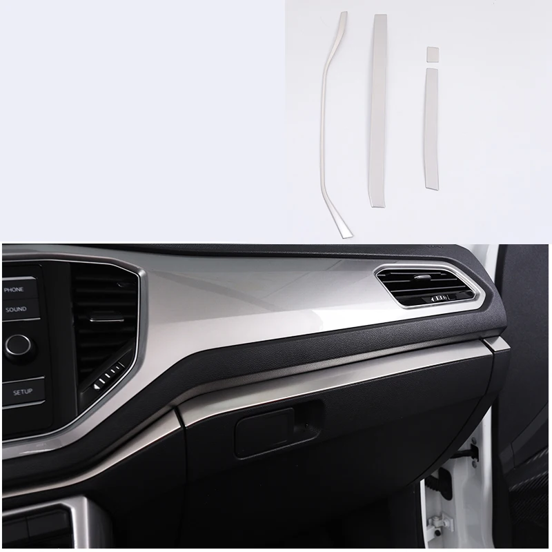 Lsrtw2017 нержавеющая сталь украшения для приборной панели автомобиля Планки для volkswagen t-roc - Название цвета: silver