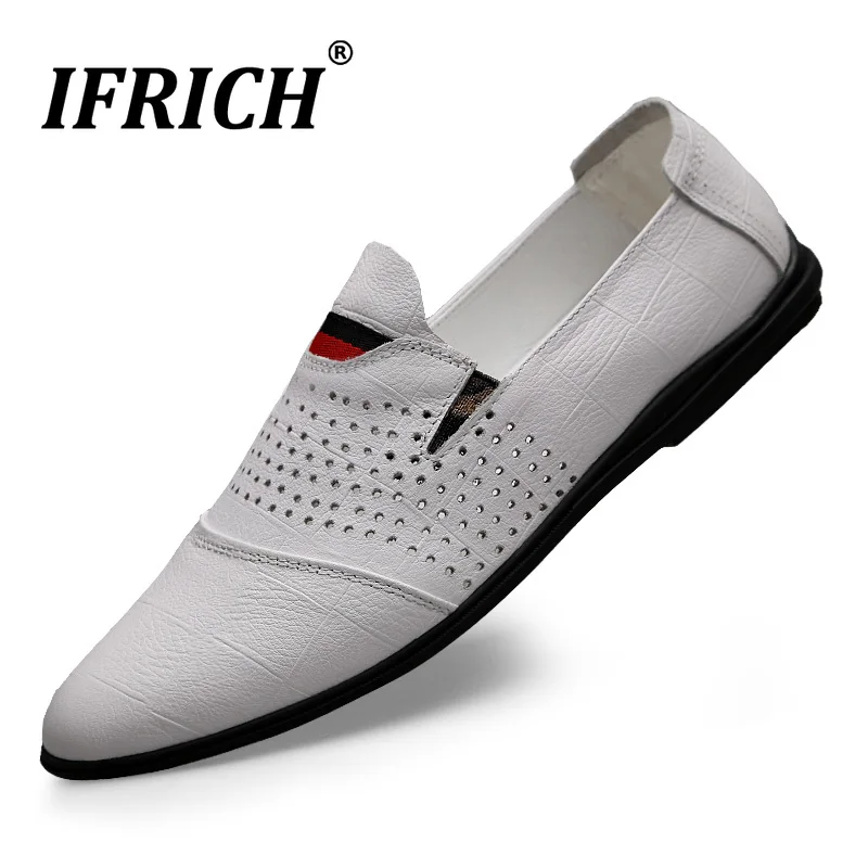 

Summer Hollow Loafers Shoes Men Natural Leather Walking Men Shoes Autumn Men Shoes For Drive Black Flat Casual Loafers Shoes