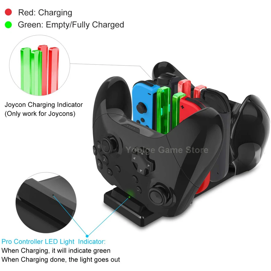 6 в 1, зарядное устройство с переключателем, зарядная док-станция для Nitendo nintendo Switch 4 Joy-con и 2 Pro Аксессуары для контроллера
