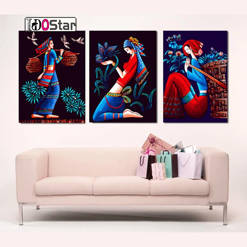 

3Pcs/Set Frameless picture wall acrylic painting by numbers abstract drawing by numbers unique gift coloring by numbers