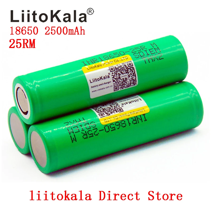 Liitokala 18650 2500 мАч батарея INR18650 25 RM 20A разрядка литиевых батарей