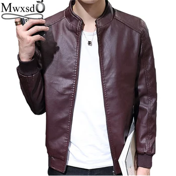 

Mwxs brand autumn winter men PU Leather Jackets male slim fit Motorcycle zipper jacket men's jaqueta de couro chaqueta