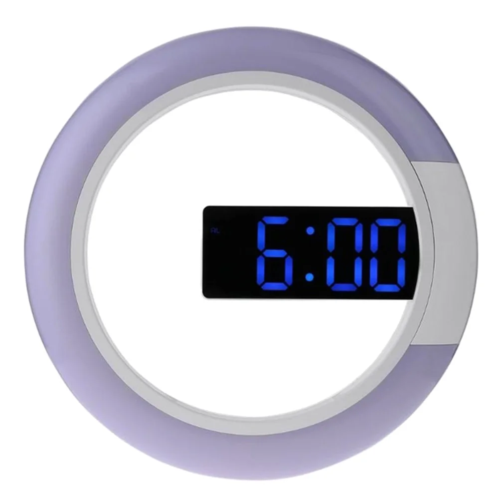 

Digital Time Memory Alarm Hollow Ring Shaped LED Display Wall Clock Temperature Display Mirror