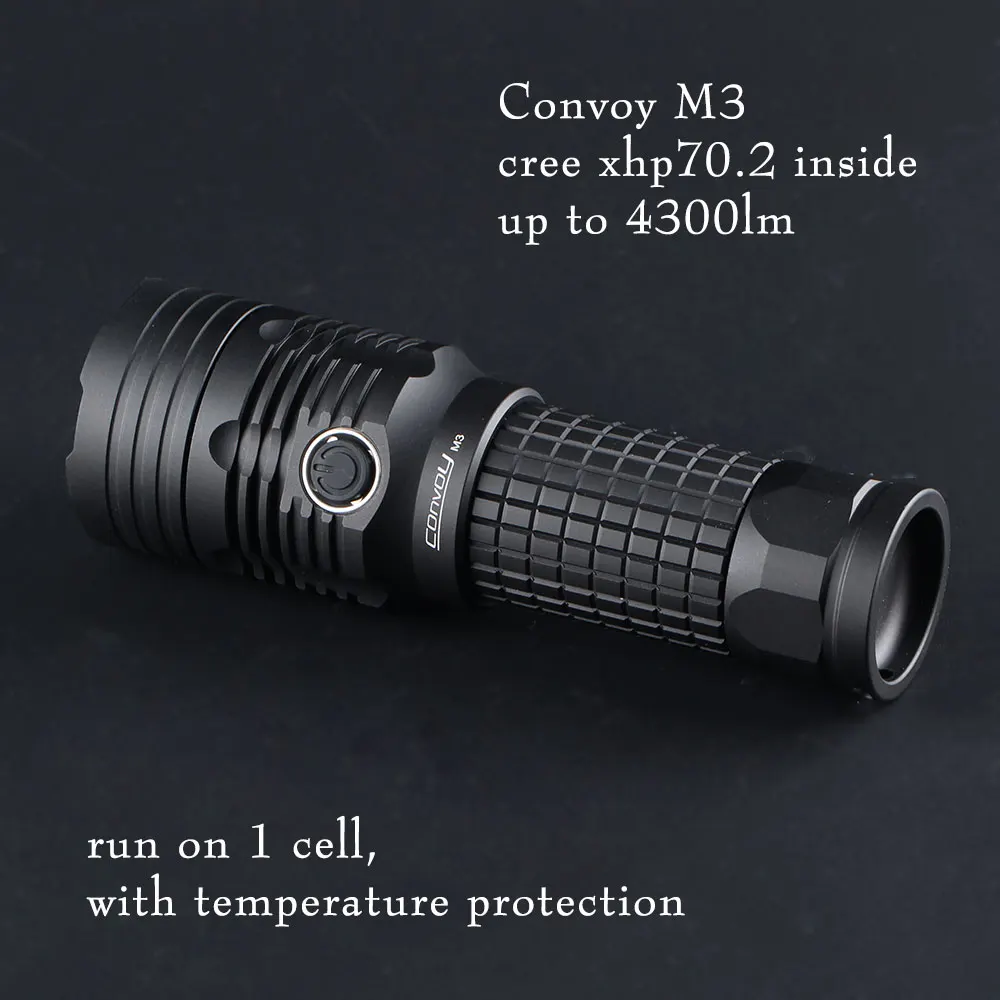 Convoyeur M3 avec cree xhp70.2, jusqu'à 4300lm, protection contre la température intégrée, lampe de poche 26650, torche