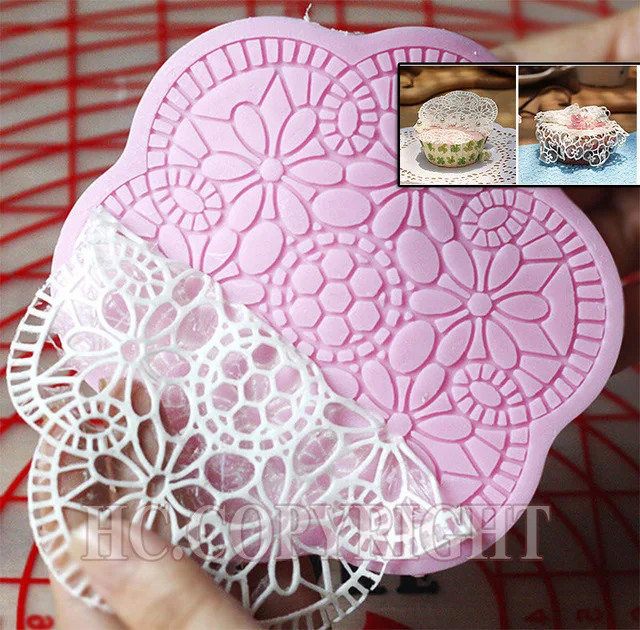 

Classical European Round Flower Lace Mold Cake Mat Fondant Embossed Border Trim Decorating Sugarcraft DIY Mould Tools 9625