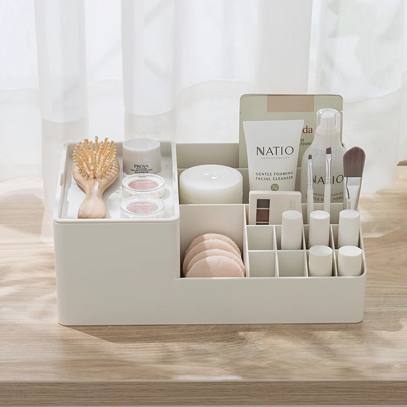 

050 Fashion Large Capacity Multi-Check Cosmetics Desktop Receiving Box Cosmetic box 30*20*11.2cm