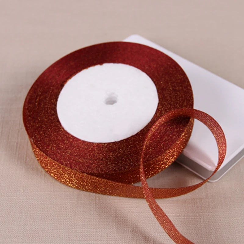 15mm Metallic Glitter Ribbon Gift Package Ribbons Wrapping Decoration