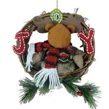 Рождественские украшения, Санта Клаус снеговик лося Рождество ротанга венок на Дверь Висячие Стены композиции