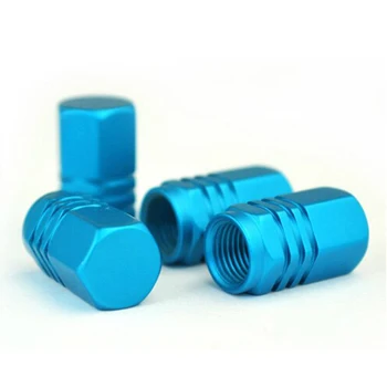 

4X Tire Wheel Rims Stem Air Valve Caps Tyre Cover Car Truck Bike Blue Aluminum
