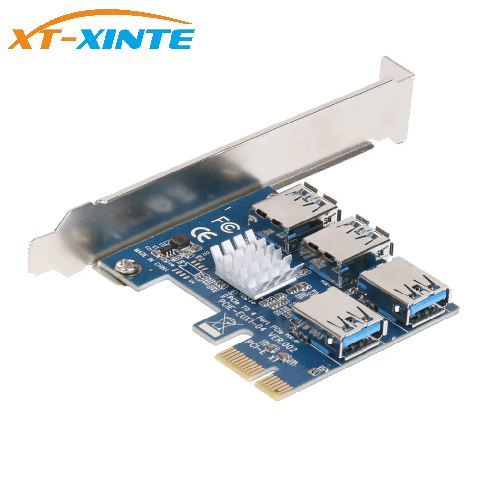 PCIe 1 to 4 PCI-express 16X slots Riser Card PCI-E 1X to External 4 PCI-e USB 3.0 Adapter Multiplier Card for Bitcoin Miner PCIe 1 to 4 PCI-express 16X slots Riser Card PCI-E 1X to External 4 PCI-e USB 3.0 Adapter Multiplier Card for Bitcoin Miner