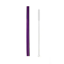 Eco - Friendly Stainless Steel Drinking Straw Set with Brush - Pink Party Bar Accessory (12mm Up Purple)