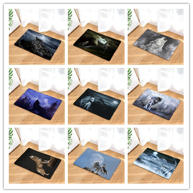  Cross-border law Laiwu 3d printing carpet Wolf bedroom home living room carpet cartoon printing mat