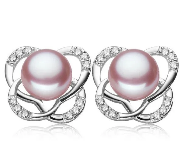

3 color 8-9mm Freshwater Pearl Earrings Shining Stud Earrings Exquisite Jewelry for Charm Lady Women Gift