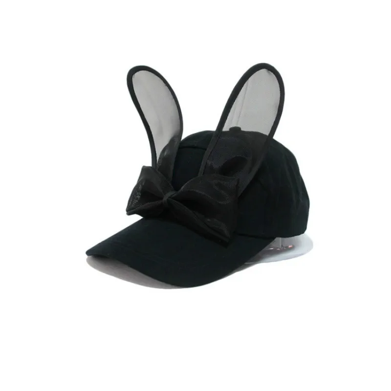 

Spring Summer Fashion Cute Kawaii Rabbit Ears Bow Baseball Cap Women Caps