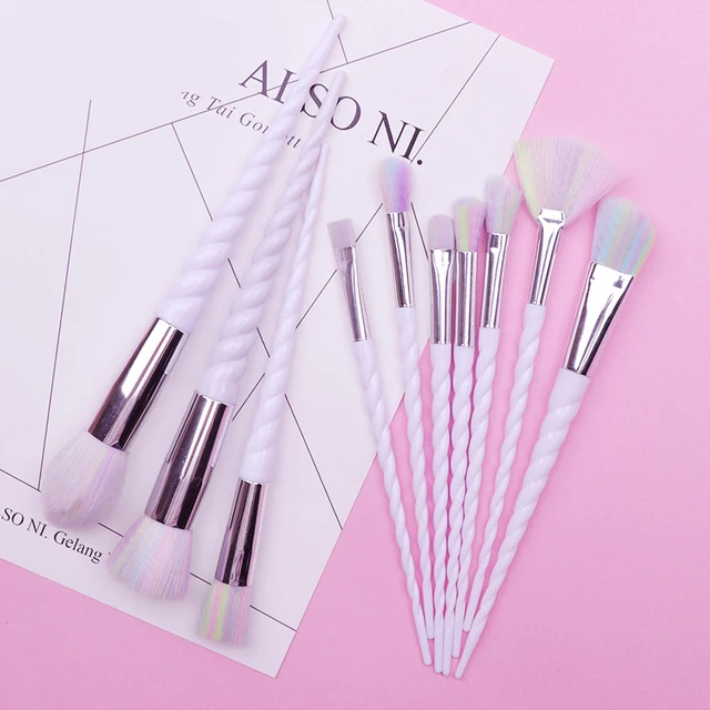 

Fulaiya Creative 10pcs Helicoid Unicorn Makeup Brushes Set Powder Foundation Eyeshadow Make Up Brushes Cosmetics Makeup Tools