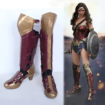 

New Movie Batman v Superman Wonder Woman Diana Prince Cosplay Boots Halloween Cosplay Shoes for Women Size 35-42
