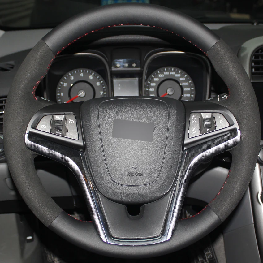 Ручная сшитая крышка рулевого колеса автомобиля черная натуральная кожа черная замша для Chevrolet Malibu 2011