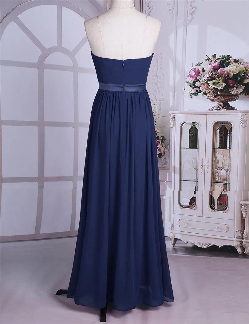 Dusty Rose Pleated A Line Long Bridesmaid Dress