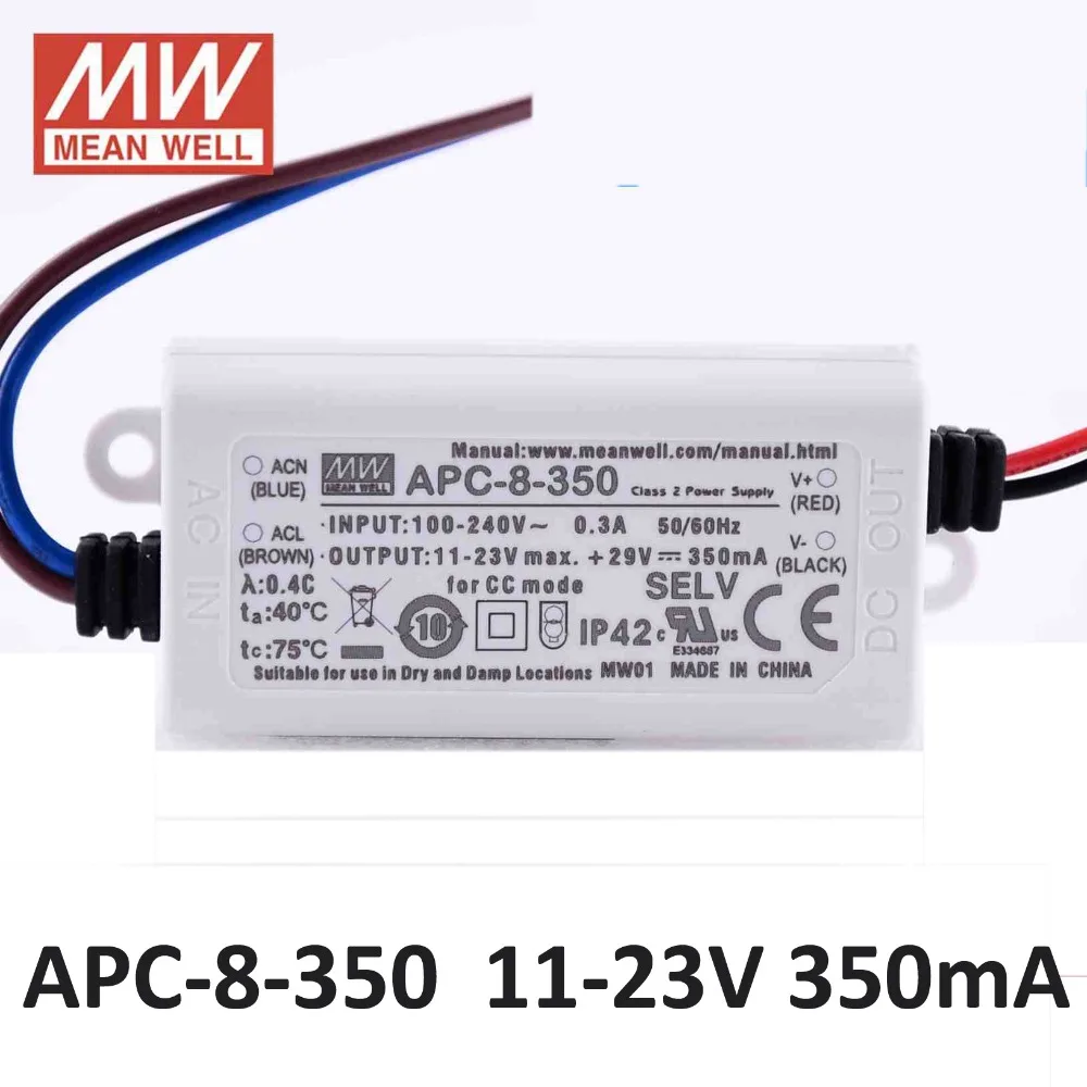 LED Driver CC MeanWell APC-25-350 transformador 350 mA 25 V-70 V CC 25 W corriente constante IP42
