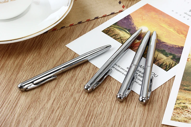 Mini Pocket Size Ballpoint Pen Metal Rotating Small Portable Oil Pen Black Blue