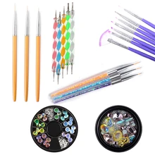 Nail Art Кисти для УФ-геля для ногтей кисти для рисования картин ручка Стразы для маникюра нажмите с силой так, набор кисть для маникюра Комплект